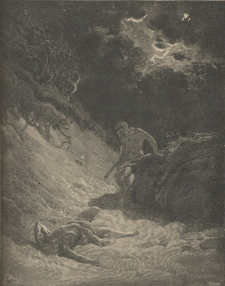Cain and Abel, Dore Bible Illustrations: Image 5 of 413  -  159 kB  - The Murder of Abel - by Gustave Dore -