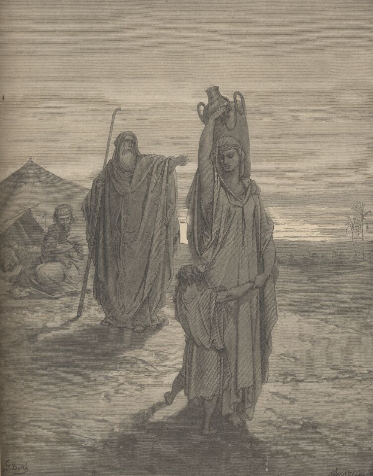 Dore Bible Illustrations: THE EXPULSION OF HAGAR, Image 17 of 413  -  145 kB