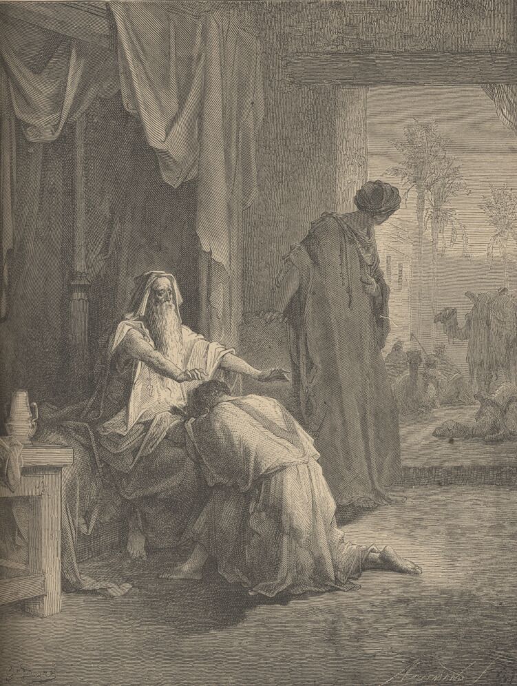Dore Bible Illustrations: ISAAC BLESSING JACOB, Image 27 of 413  -  185 kB