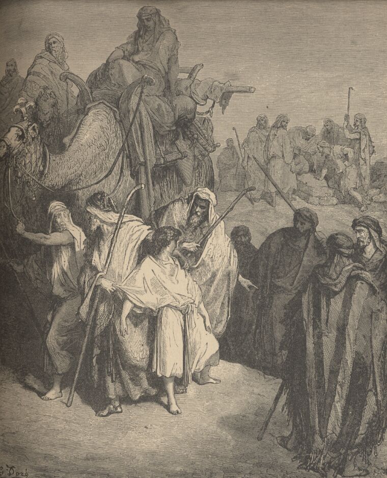 Dore Bible Illustrations: JOSEPH SOLD INTO EGYPT, Image 31 of 413  -  173 kB