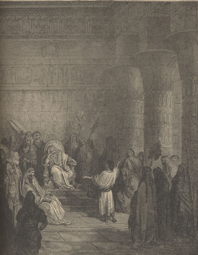 Dore Bible Illustrations: JOSEPH INTERPRETING PHARAOH'S DREAM, Image 33 of 413  -  151 kB