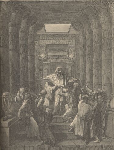 Illustration Showing JOSEPH MAKING HIMSELF KNOWN TO HIS BRETHREN, from The Bible (Old Testament) - drawing by Gustave Dore - 018th.jpg (35K)