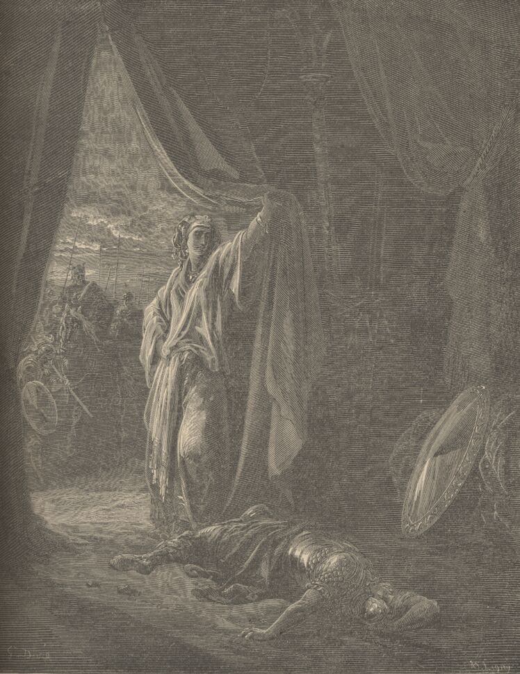 Dore Bible Illustrations: SISERA SLAIN BY JAEL, Image 41 of 413  -  162 kB