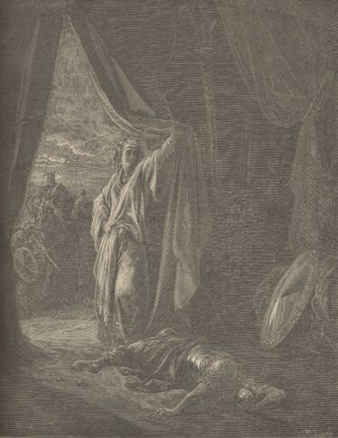Illustration Showing SISERA SLAIN BY JAEL, from The Bible (Old Testament) - drawing by Gustave Dore - 021th.jpg (32K)