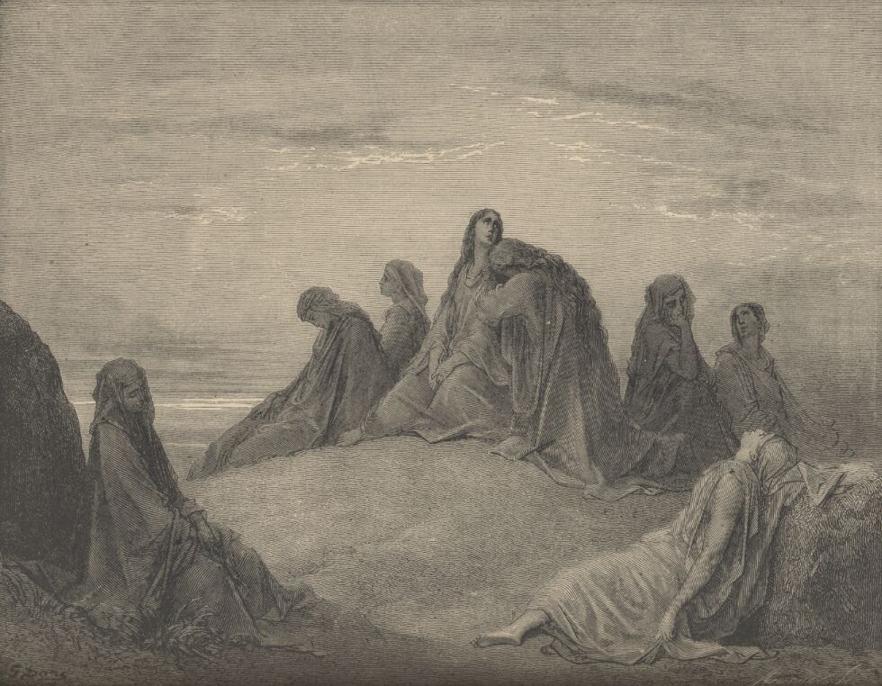 Dore Bible Illustrations: JEPHTHAH'S DAUGHTER AND HER COMPANIONS,Image 47 of 413  -  155 kB