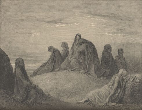 Illustration Showing JEPHTHAH'S DAUGHTER AND HER COMPANIONS, from The Bible (Old Testament) - drawing by Gustave Dore - 024th.jpg (31K)