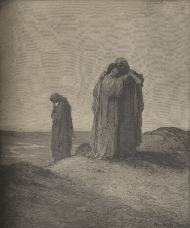Illustration Showing NAOMI AND HER DAUGHTERS IN LAW, from The Bible (Old Testament) - drawing by Gustave Dore - 028th.jpg (26K)