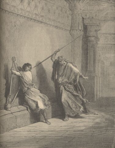 Illustration Showing SAUL AND DAVID, from The Bible (Old Testament) - drawing by Gustave Dore - 031th.jpg (32K)