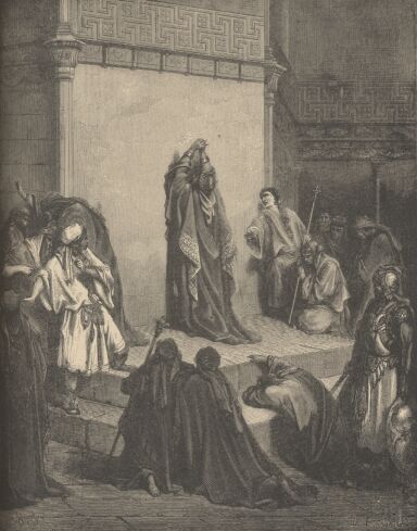 Illustration Showing DAVID MOURNING OVER ABSALOM, from The Bible (Old Testament) - drawing by Gustave Dore - 035th.jpg (35K)
