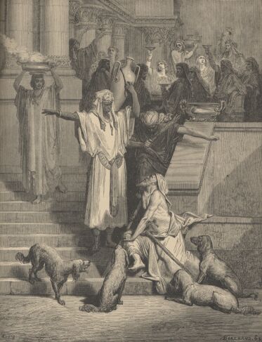 Illustration Showing LAZARUS AND THE RICH MAN, from The Bible (New Testament) - drawing by Gustave Dore - 076th.jpg (39K)
