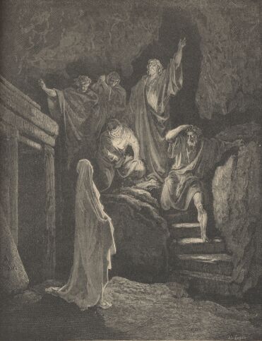 Illustration Showing THE RESURRECTION OF LAZARUS, from The Bible (New Testament) - drawing by Gustave Dore - 080th.jpg (32K)
