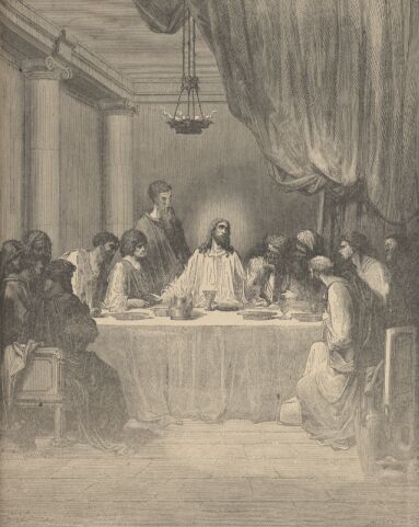Illustration Showing THE LAST SUPPER, from The Bible (New Testament) - drawing by Gustave Dore - 082th.jpg (34K)