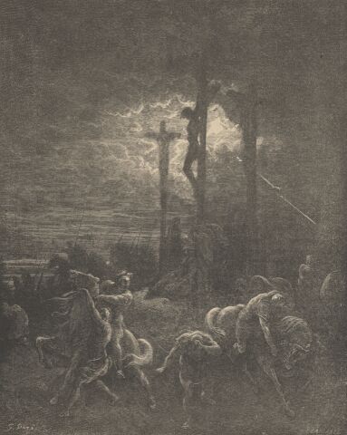 Illustration Showing CLOSE OF THE CRUCIFIXION, from The Bible (New Testament) - drawing by Gustave Dore - 089th.jpg (30K)