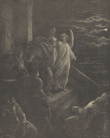 Illustration Showing THE DELIVERANCE OF ST. PETER, from The Bible (New Testament)  - drawing by Gustave Dore - 096th.jpg (27K)