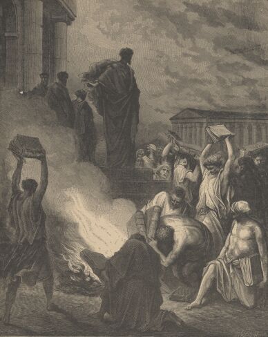 Illustration Showing PAUL AT EPHESUS, from The Bible (New Testament)  - drawing by Gustave Dore - 097th.jpg (34K)