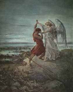 dore illustrations: Jacob and and the Angel