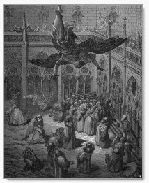 Orlando Furioso assailed by enemy lances