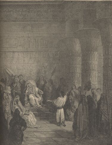 Illustration Showing JOSEPH INTERPRETING PHARAOH'S DREAM, from The Bible (Old Testament) - drawing by Gustave Dore - 017th.jpg (33K)