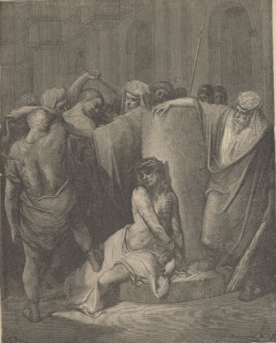 Illustration Showing THE FLAGELLATION, from The Bible (New Testament) - drawing by Gustave Dore - 087th.jpg (32K)